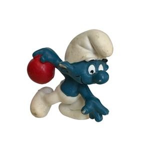 Vintage Smurfs Bowler Red Bowling Ball Kingpin 20051 Rare Figurine